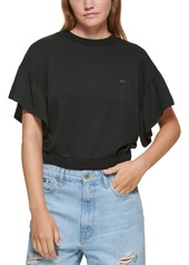 Dkny Jeans Cropped Flutter-Sleeve T-Shirt