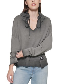 Dkny Jeans Hooded Waffle-Knit Top
