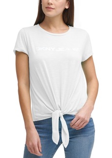 Dkny Jeans Logo Tie-Front Top