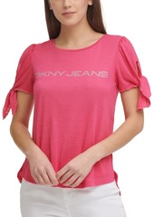 Dkny Jeans Logo Tie-Sleeve Top