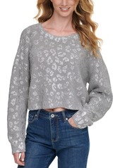 Dkny Jeans Metallic-Printed Cropped Sweater