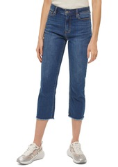 Dkny Jeans Rivington Slim Straight Cropped Raw-Hem Jeans