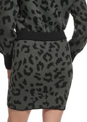 Dkny Jeans Women's Animal-Print Pull-On Mini Sweater Skirt - Granite/black