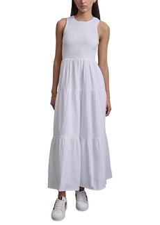Dkny Jeans Women's Cotton Gauze Smocked-Bodice Maxi Dress - White