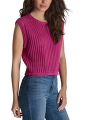 Dkny Jeans Women's Ribbed Sleeveless Sweater Vest - Raspbrry C