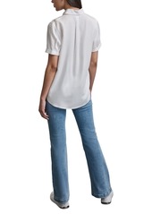 Dkny Jeans Women's Rolled-Sleeve Button-Up Shirt - White