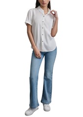 Dkny Jeans Women's Rolled-Sleeve Button-Up Shirt - White