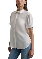 Dkny Jeans Women's Rolled-Sleeve Button-Up Shirt - White