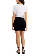Dkny Jeans Women's Short-Sleeve Ruched Mini Dress - Whb - Wht/black