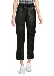 DKNY Jeans Faux Leather Drawstring Cropped Pants