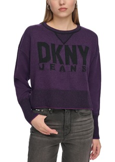 DKNY Jeans Womens 100% Polyester Logo Pullover Sweater