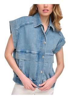 DKNY Jeans Womens Collar Denim Denim Jacket