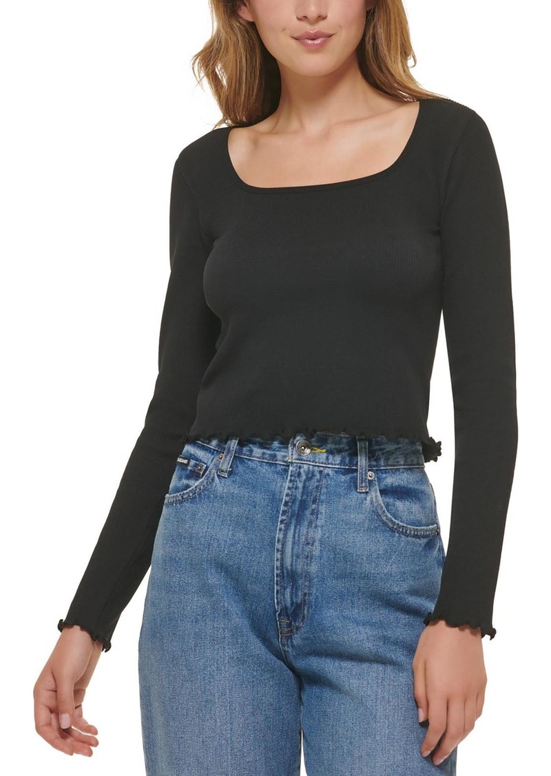 DKNY Jeans Womens Cotton Square Neck Blouse