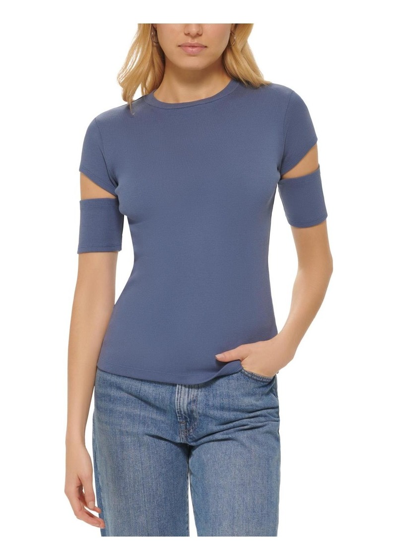DKNY Jeans Womens Cut-Out Crewneck T-Shirt