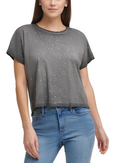 DKNY Jeans Womens Embellished Knit T-Shirt