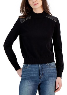 DKNY Jeans Womens Faux Trim Crewneck Pullover Sweater