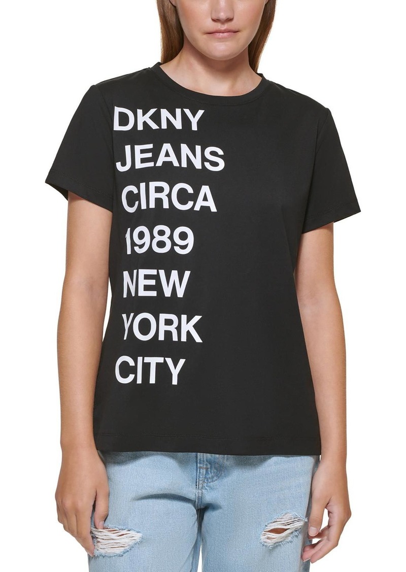 DKNY Jeans Womens Graphic Logo Graphic T-Shirt