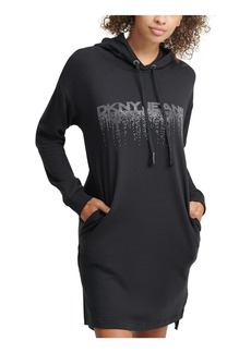 DKNY Jeans Womens Hoodie Midi Sweatshirt Dress