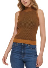 DKNY Jeans Womens Knit Mock Neck Vest