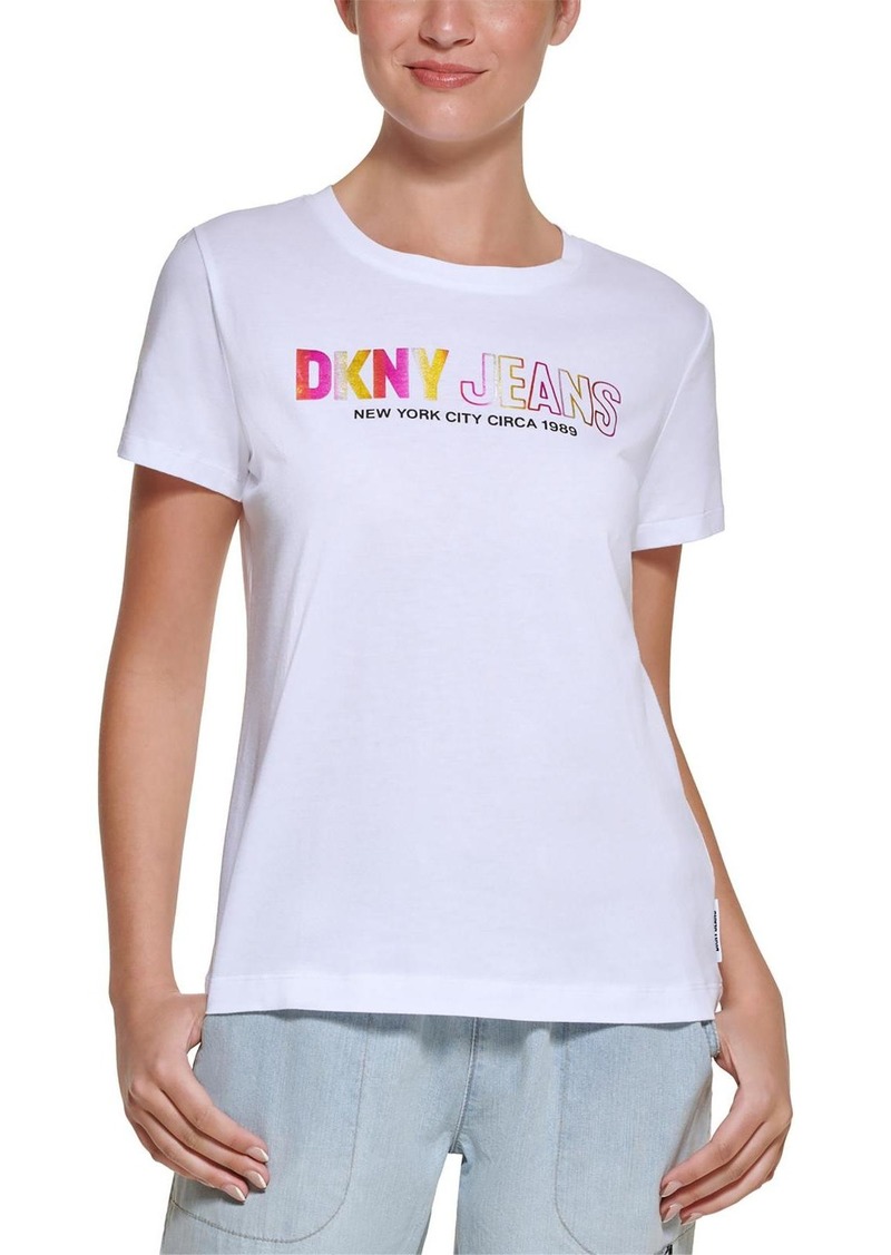 DKNY Jeans Womens Logo Crewneck T-Shirt
