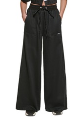 DKNY Jeans Womens Logo Knit Wide Leg Pants