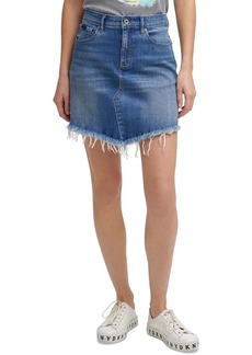 DKNY Jeans Womens Raw Hem Knee Asymmetrical Skirt