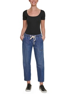 DKNY Jeans Womens Scoop neck Ribbed Bodysuit