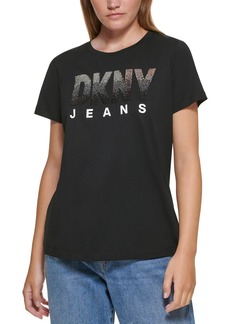 DKNY Jeans Womens Sequined Ombre T-Shirt