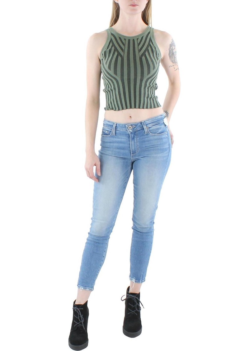 DKNY Jeans Womens Shadow Stripe Crop Tank Top