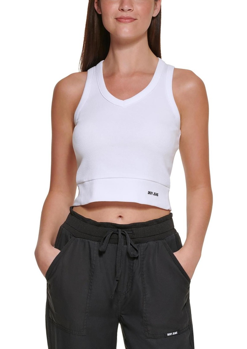 DKNY Jeans Womens Tank Ribbed Cropped