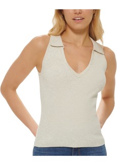 DKNY Jeans Womens V-Neck Polo Tank Top Sweater