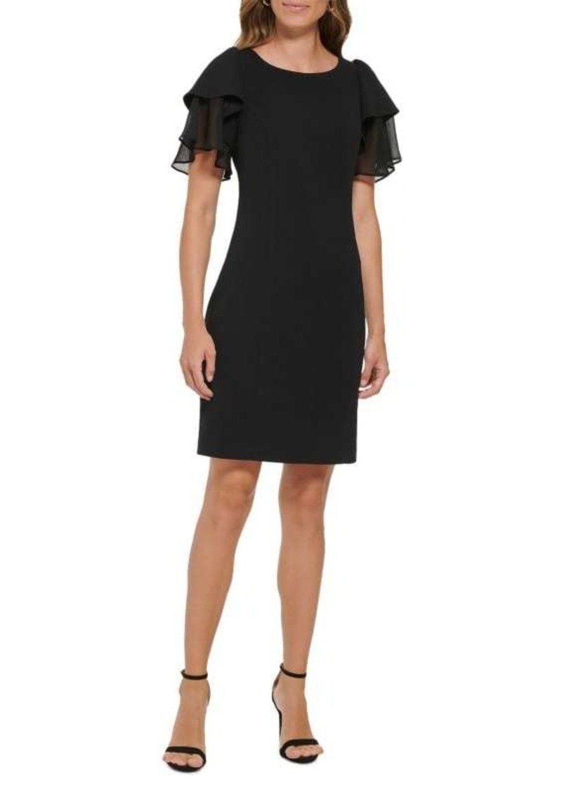 DKNY Layered Flutter Sleeve Sheath Dress