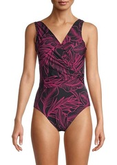 DKNY Leaf-Print One-Piece Swimsuit