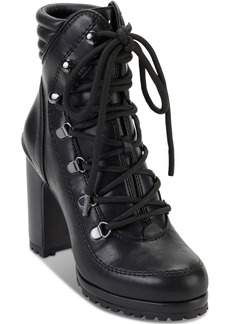 DKNY Lenni Womens Faux Leather Platform Combat & Lace-up Boots