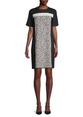 DKNY Leopard-Print Colorblock Shift Dress