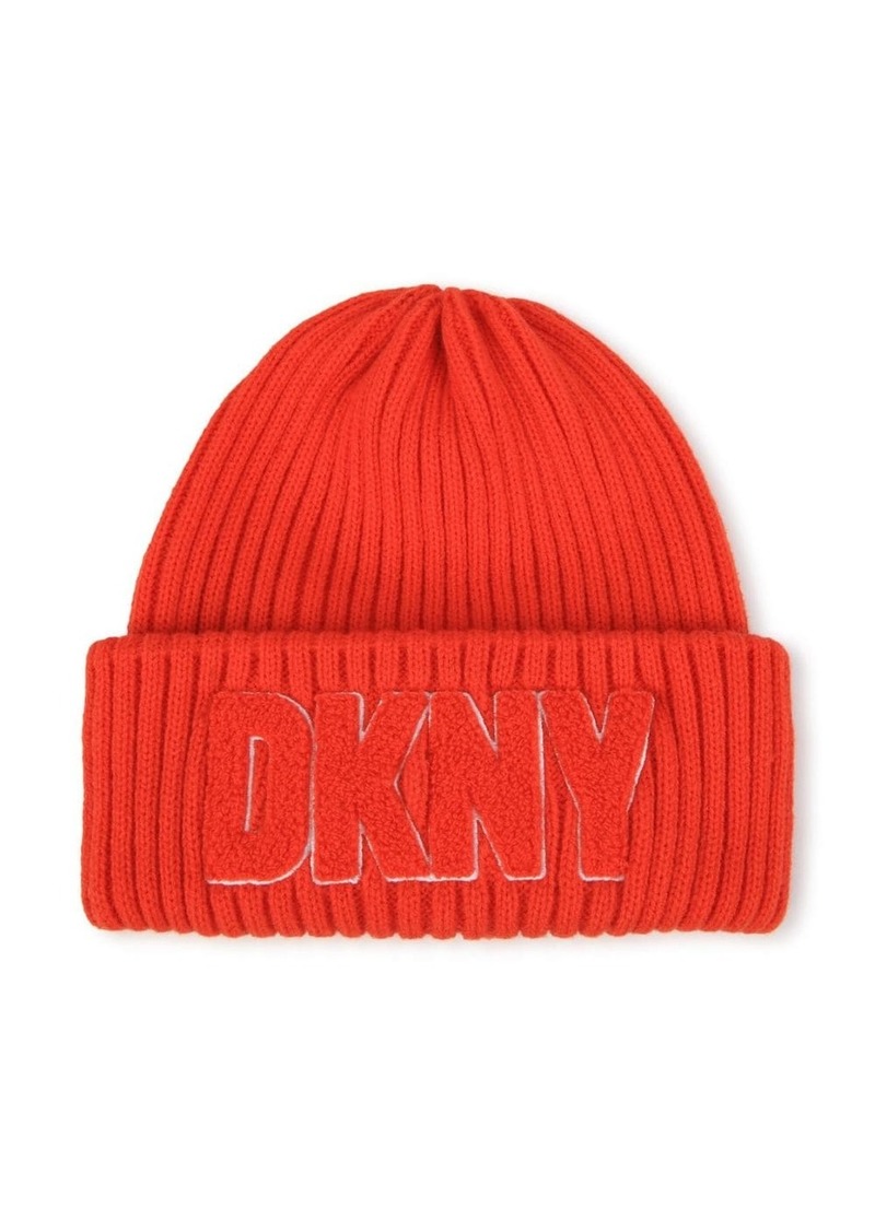 DKNY logo-motif ribbed beanie