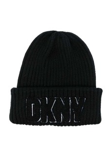 DKNY logo-patch ribbed beanie