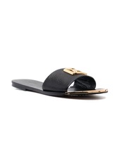 DKNY logo-plaque faux-leather slides