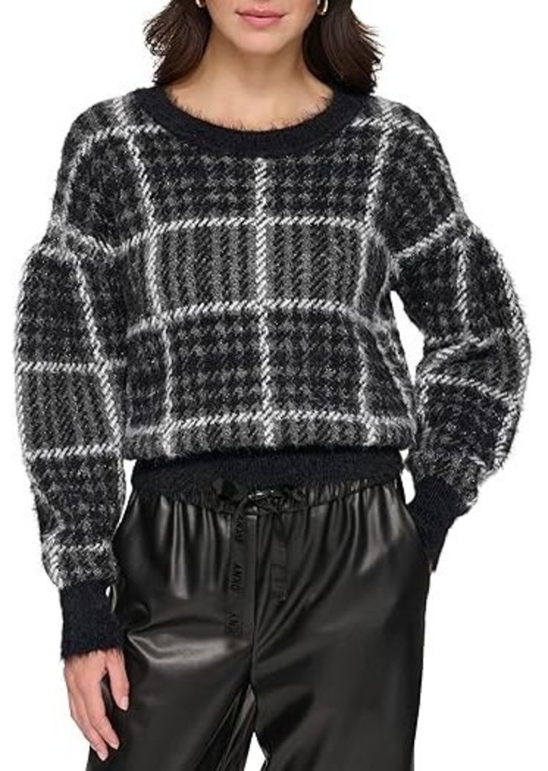 DKNY Long Sleeve Box Plaid Sweater