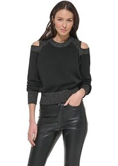 DKNY Long Sleeve Cutout Shoulder Sweater