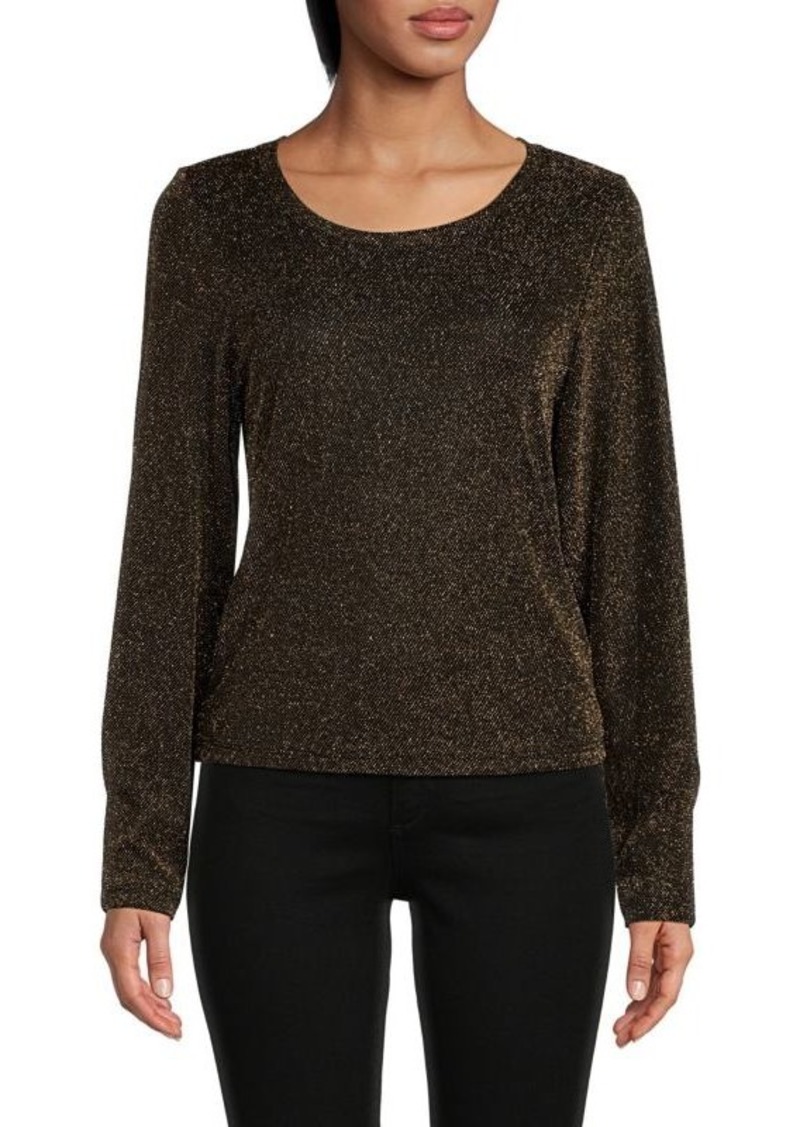 DKNY Long Sleeve Metallic Top