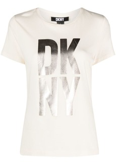 DKNY metallic-finish logo-print jersey T-shirt