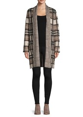 DKNY Plaid Open-Front Cardigan