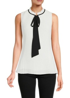 DKNY Pleated Tie Front Blouse