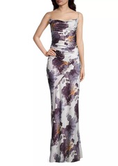 DKNY Printed Ruched Side Maxi Dress