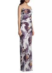 DKNY Printed Ruched Side Maxi Dress