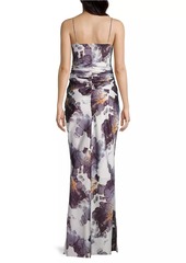 DKNY Printed Ruched Side Maxi Dress