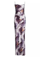 DKNY Printed Ruched Side Maxi Dress