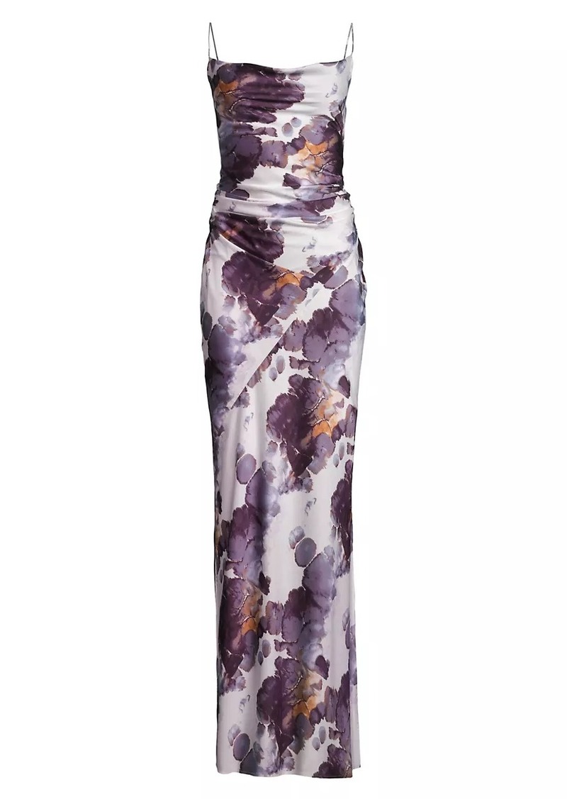 DKNY Printed Ruched Side Maxi Dress