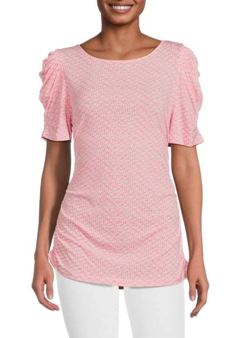 DKNY Printed Ruched Top